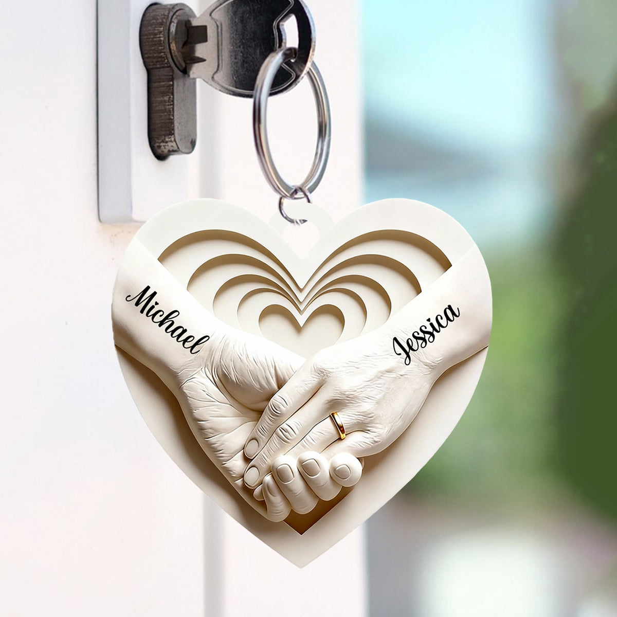 Personalized Couple Hand in Hand Keychain,Anniversary Valentines Gift