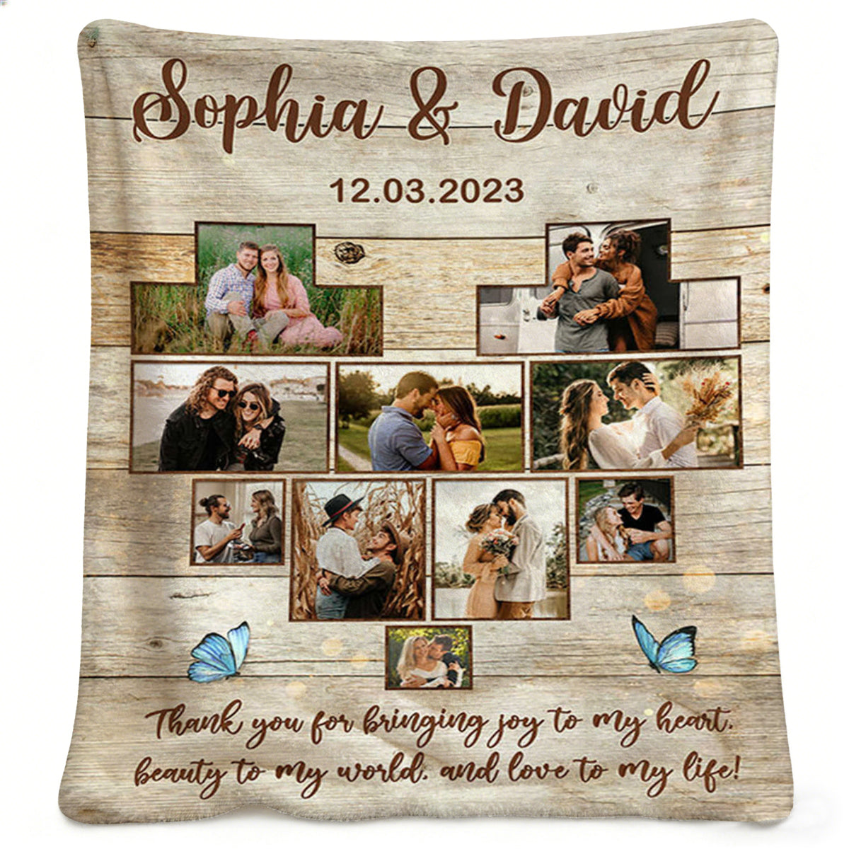Custom Heart Photo Collage Blanket, Anniversary Collage Gift for Boyfriend, Girlfriend, Personalized Wedding Photo Gift