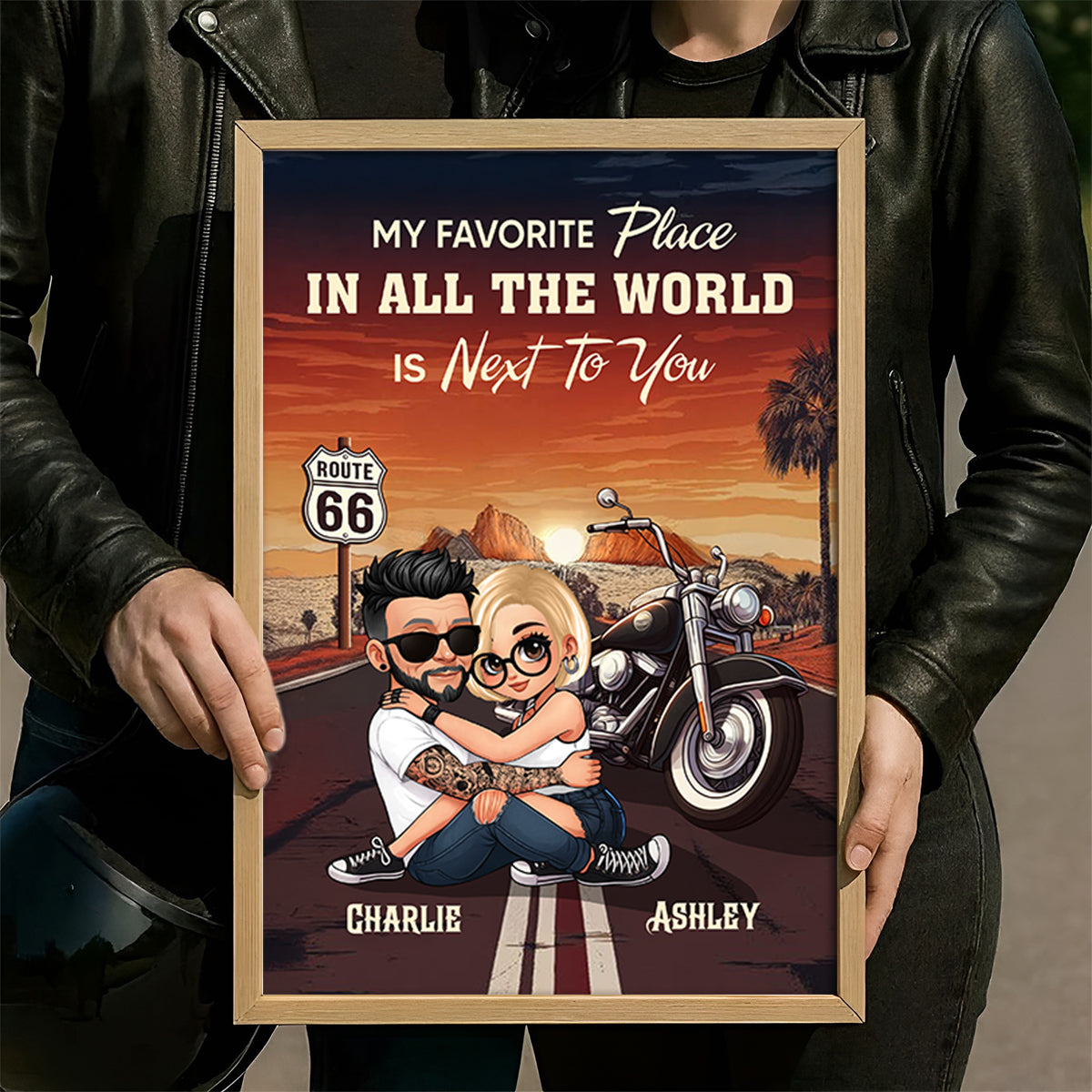 Bikers Couple Riding Partners For Life Personalized Poster Gift For Him & Her