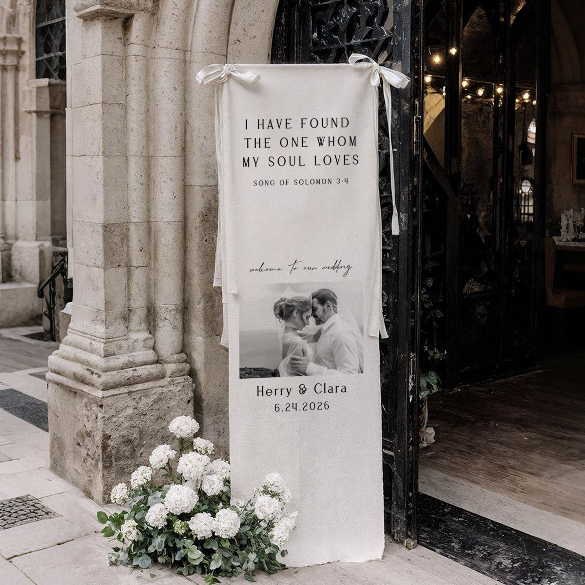 I Have Found The One Whom My Soul Loves - Personalized Wedding Welcome Sign, Custom Wedding Banner