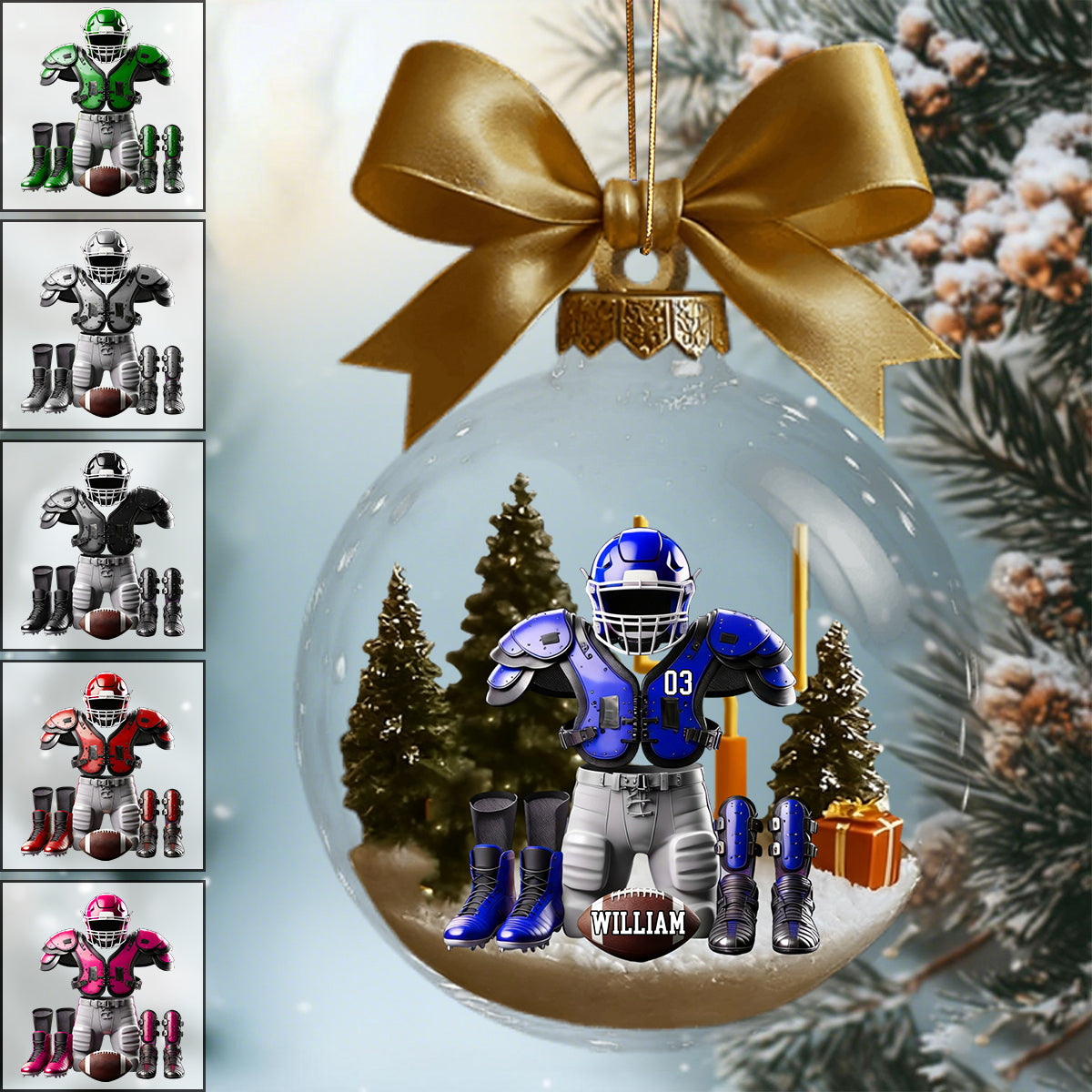 Personalized Custom Name Rugby Football Transparent Ornament