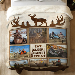Personalized Deer Hunting Memories, Custom Hunting Collage Blanket, Hunting Dad Gift, Best Gift For Deer Hunters