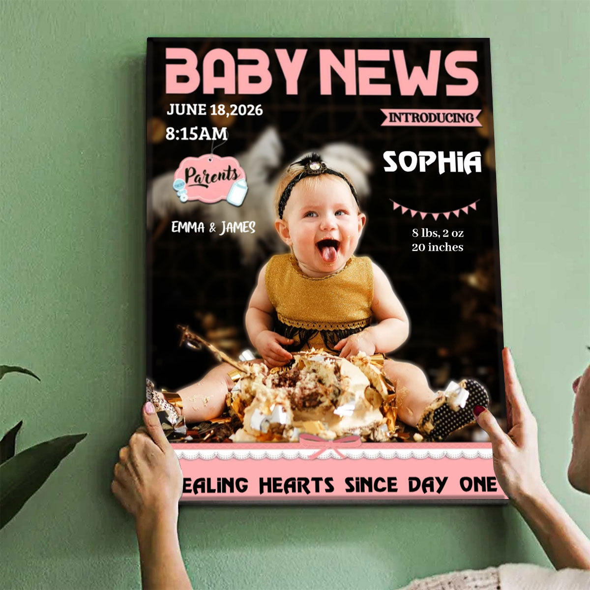 Personalized Baby News Magazine Cover Canvas, Birth Announcement Photo Gift, Personalized Newborn Wall Art