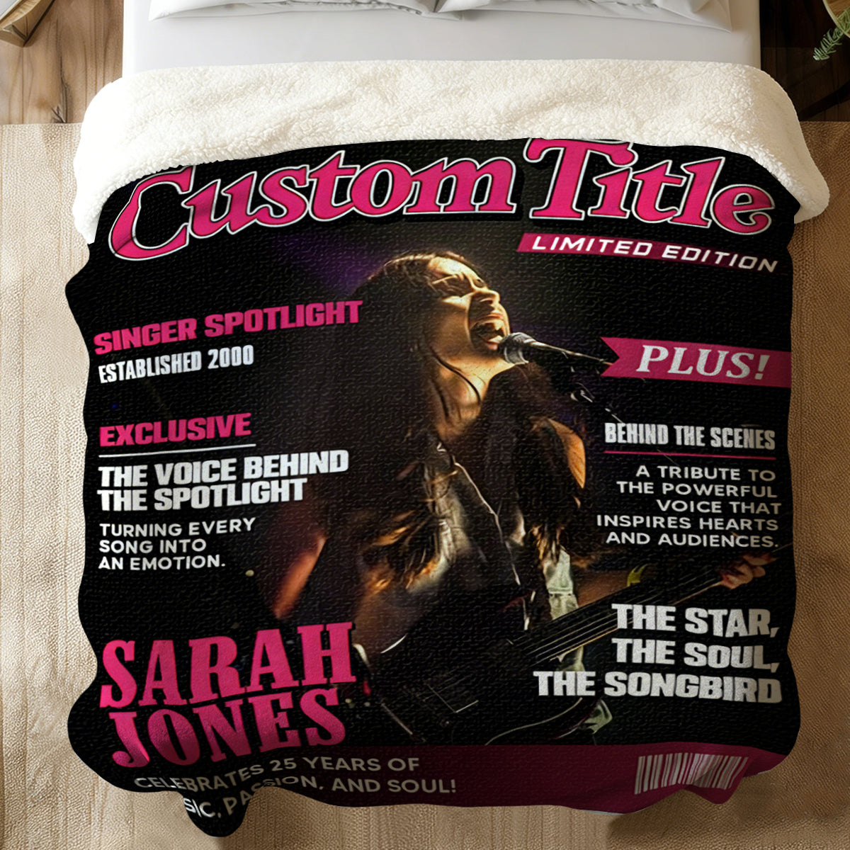 Personalized Singer Magazine Cover Blanket,  Singer Gift, Cool Gift For Music Lover, Karaoke Gift