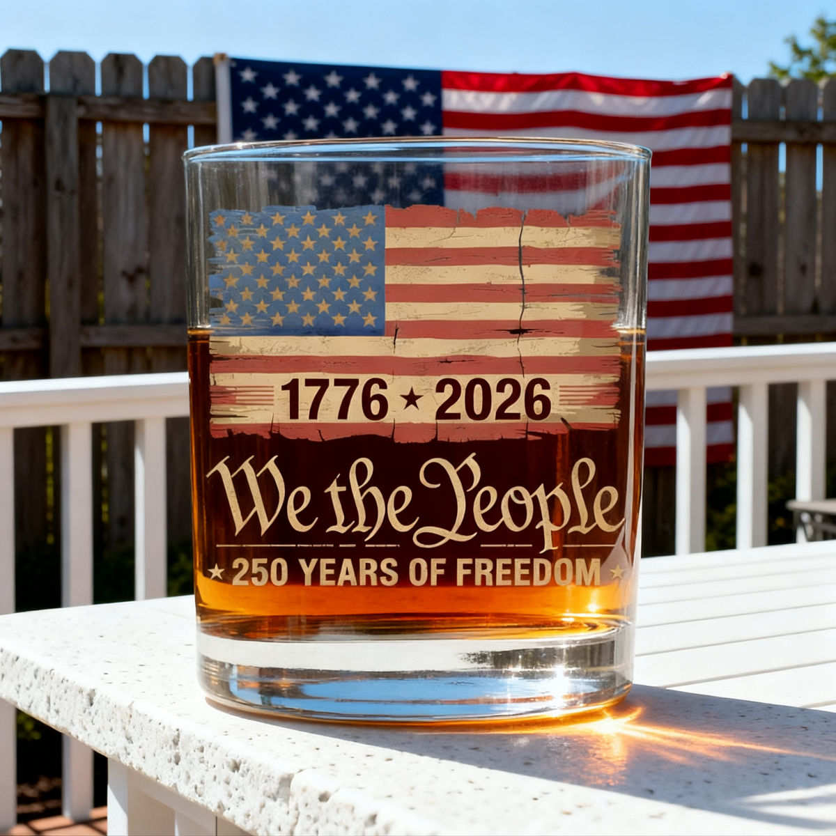 America 250th Birthday US 250 Years We The People Whiskey Glass