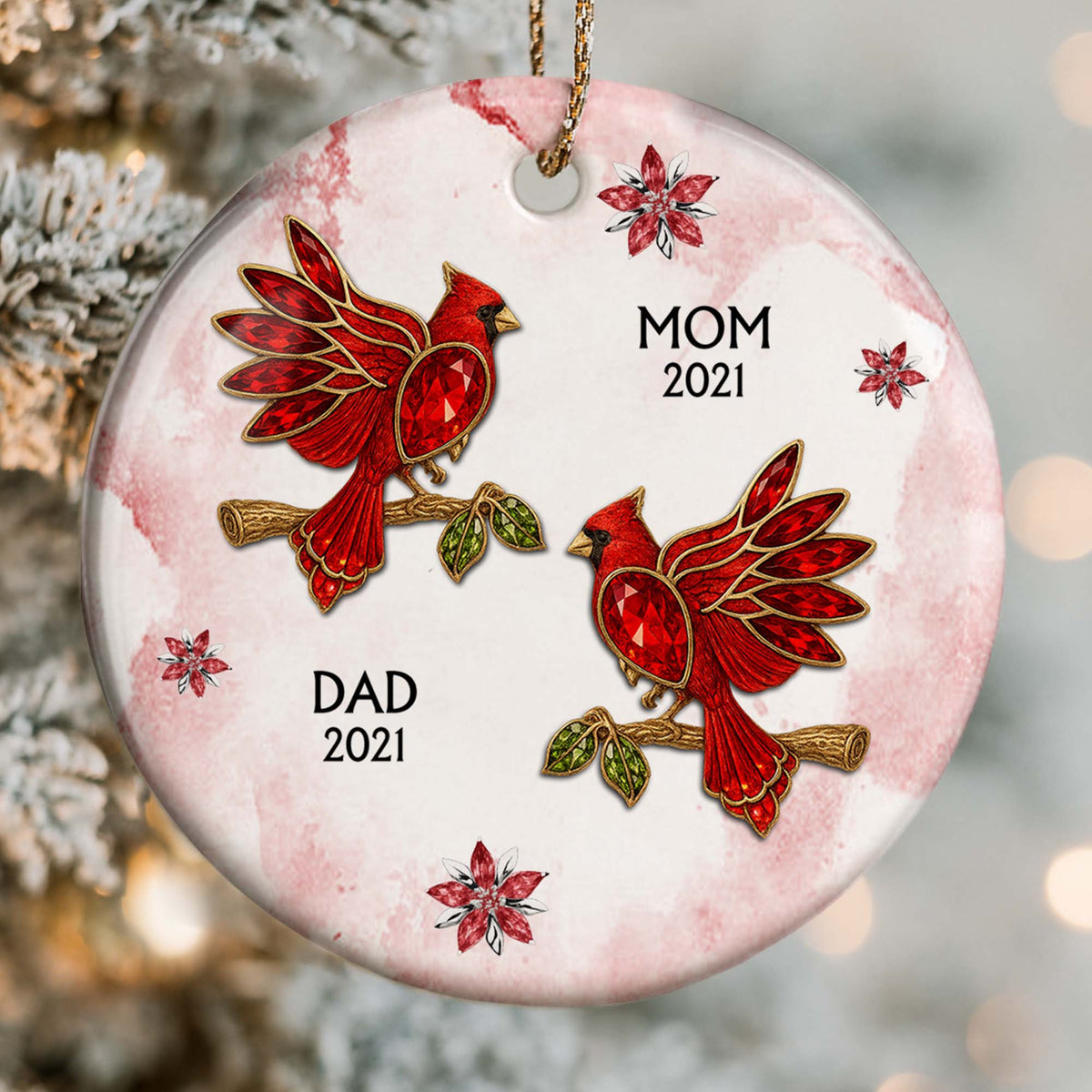 The Love And Memories With Birds And Flowers - Personalized Ceramic Ornament Gift For Family Members