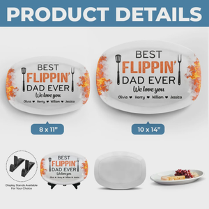 Father's Day Gift For Dad & Grandpa – Personalized "Best Flippin' Dad Ever" Family Platter