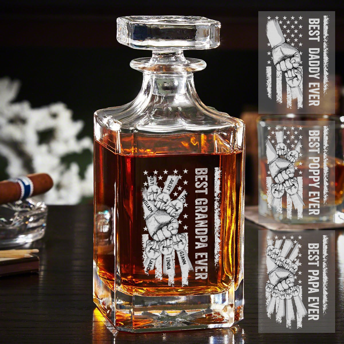 Best Dad Ever - Father's Day Gifts For Dad, Papa, Step-Dad - Custom Decanter