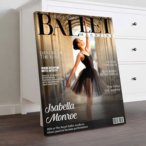 Ballet Dancer Magazine Cover Canvas, Personalized Dance Gift For Ballet Dancers, Elegant Dance Wall Art, Ballet Dancer Gifts
