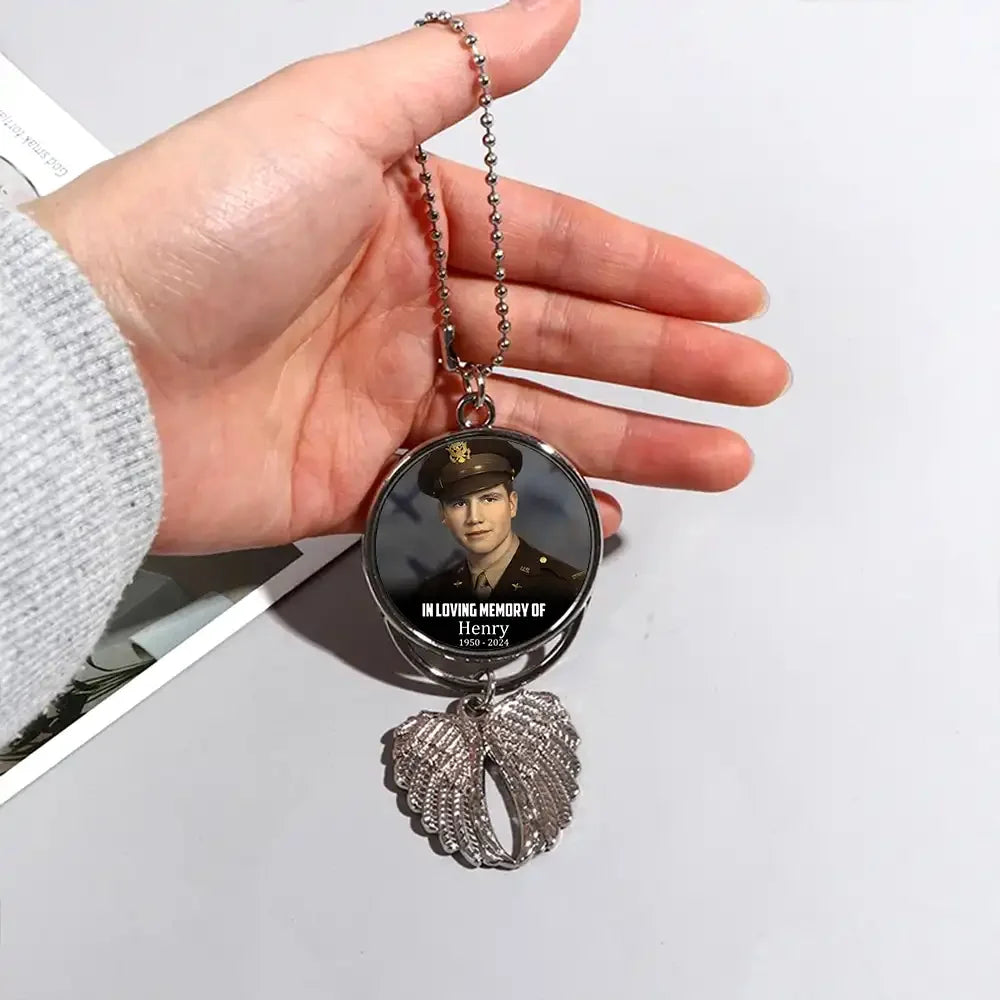 Those We Love Don’t Go Away, So Loved, So Missed – Personalized Upload Photo Veteran Wings Ornament