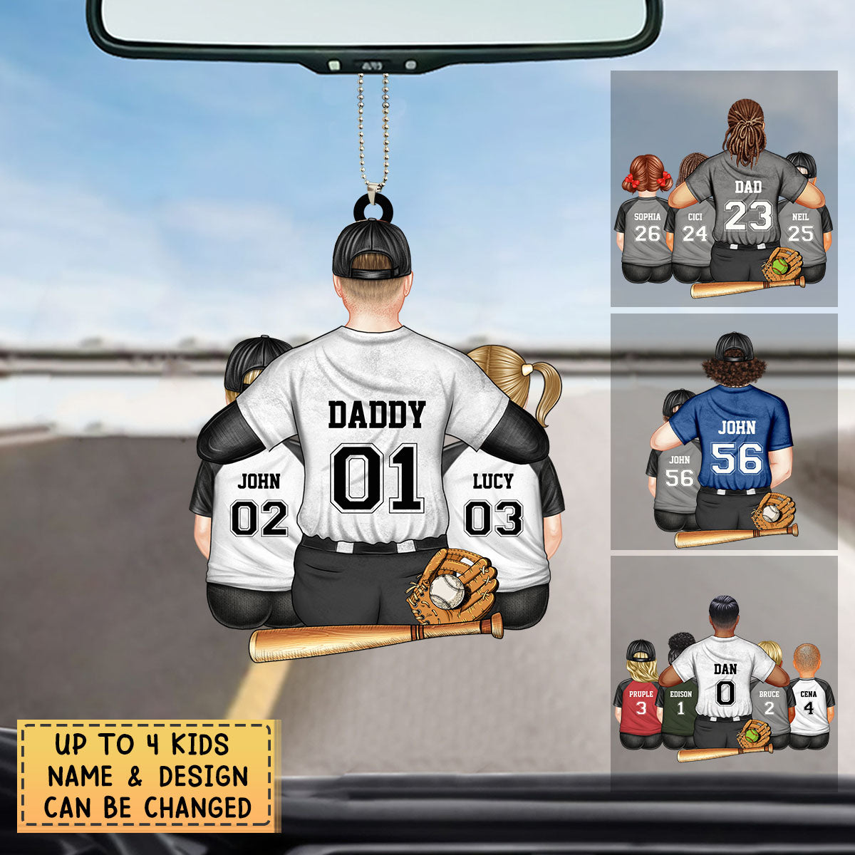 Personalized Softball/Baseball Dad Acrylic Car Ornament- Gift For Sport Dad