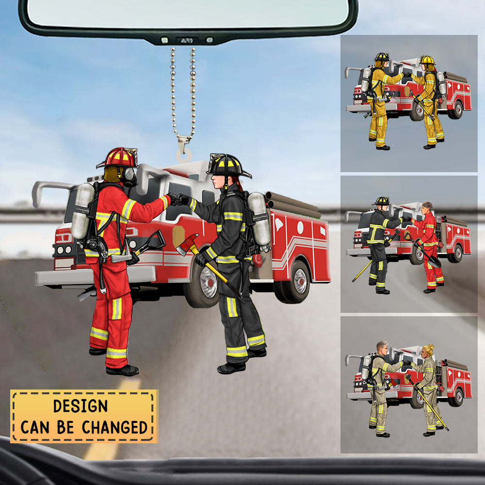 Personalized Gifts Custom Firefighter Partners For Couple Two Side Ornament