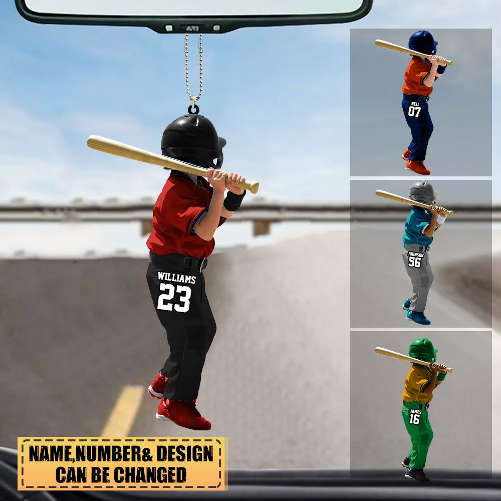 Personalized gift for Baseball lover Two Side Ornament-Youth baseball player