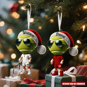 Cool Tennis Player Christmas Ornament, Personalized Acrylic  Ornament