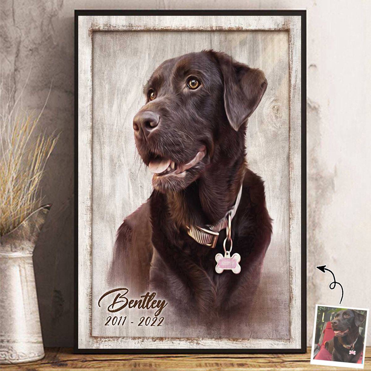 Custom Pet Portrait Painting, Dog Portrait From Photo, Personalized Canvas Poster, Memorial Gifts
