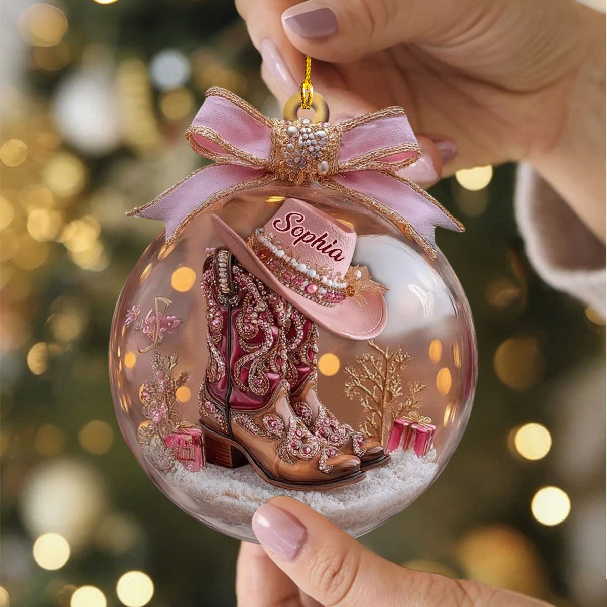 Cowgirl Boots Ornament - Personalized Gift For Cowgirl