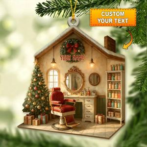 Personalized Custom Name Hair Salon Ornament, Hair Salon Christmas Decoration