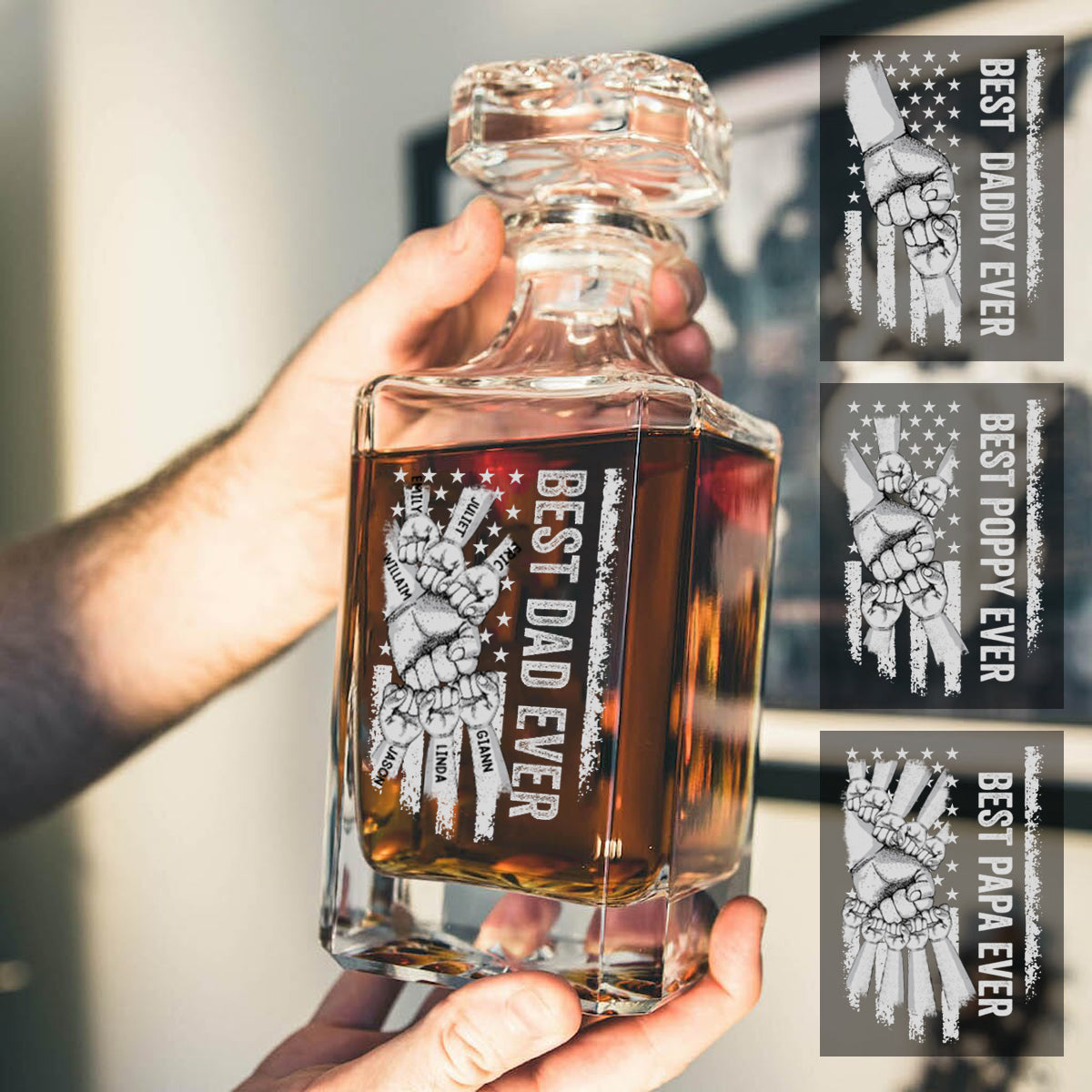 Best Dad Ever - Father's Day Gifts For Dad, Papa, Step-Dad - Custom Decanter