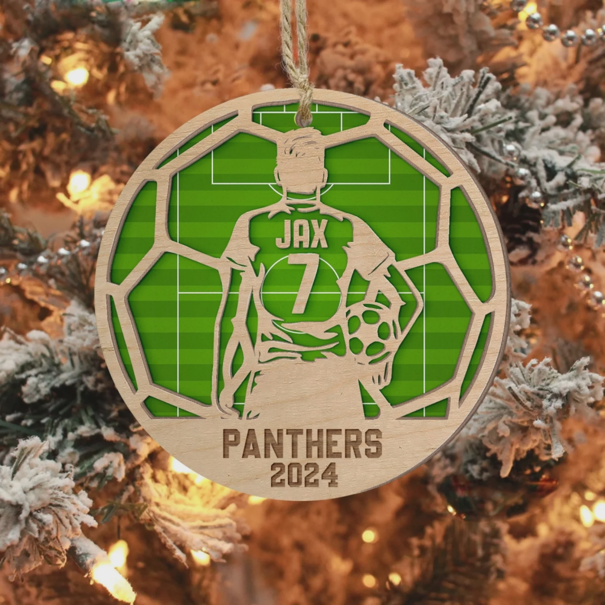 Custom Football Star Player - Personalized 2 Layer Wooden Ornament, Football Fan Gift