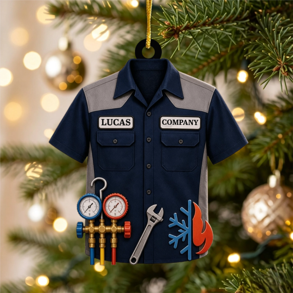 Personalized HVAC Work Shirt Acrylic Ornament