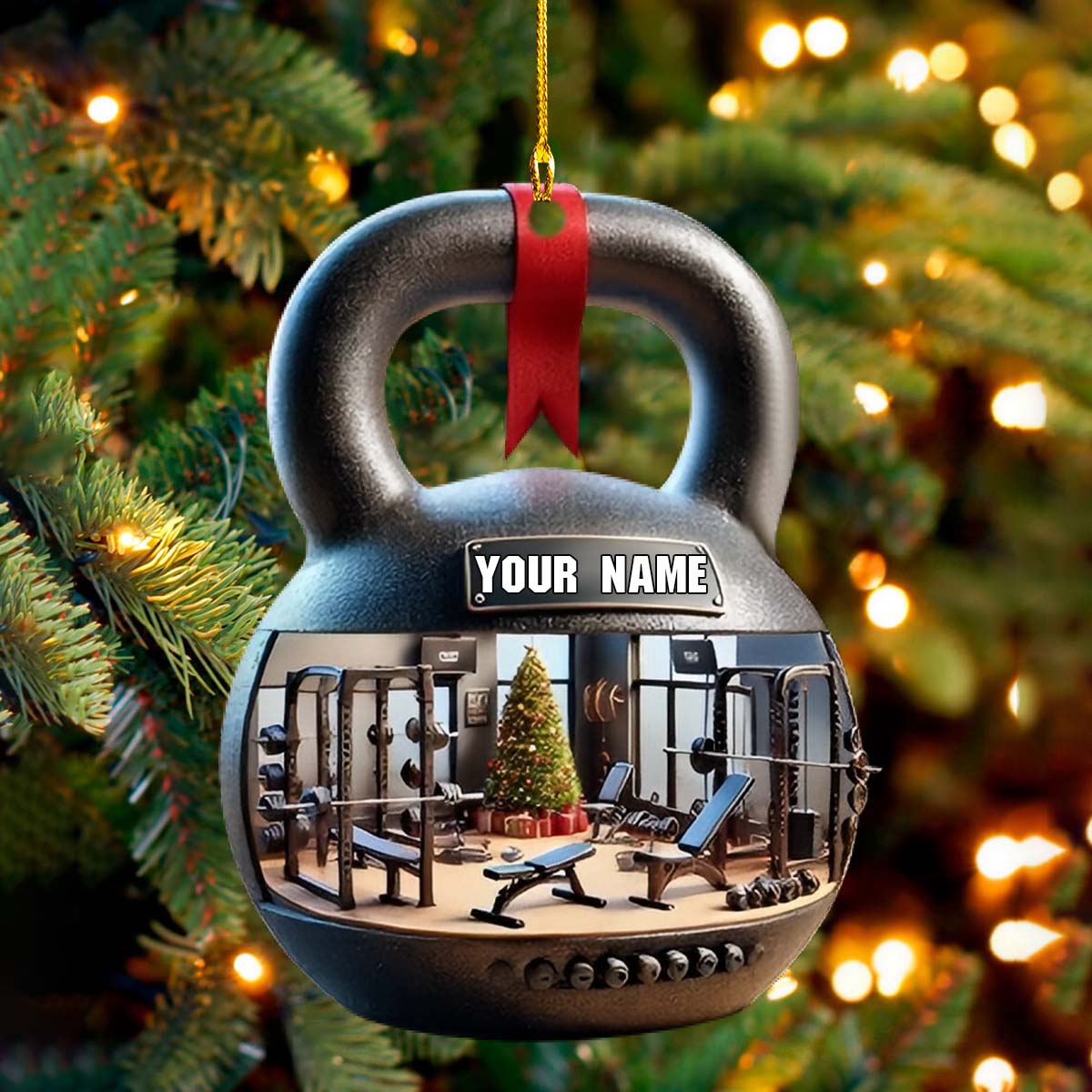 Custom Name Gym Ornament,Weightlifting Ornament, Gymnastics Christmas Gift