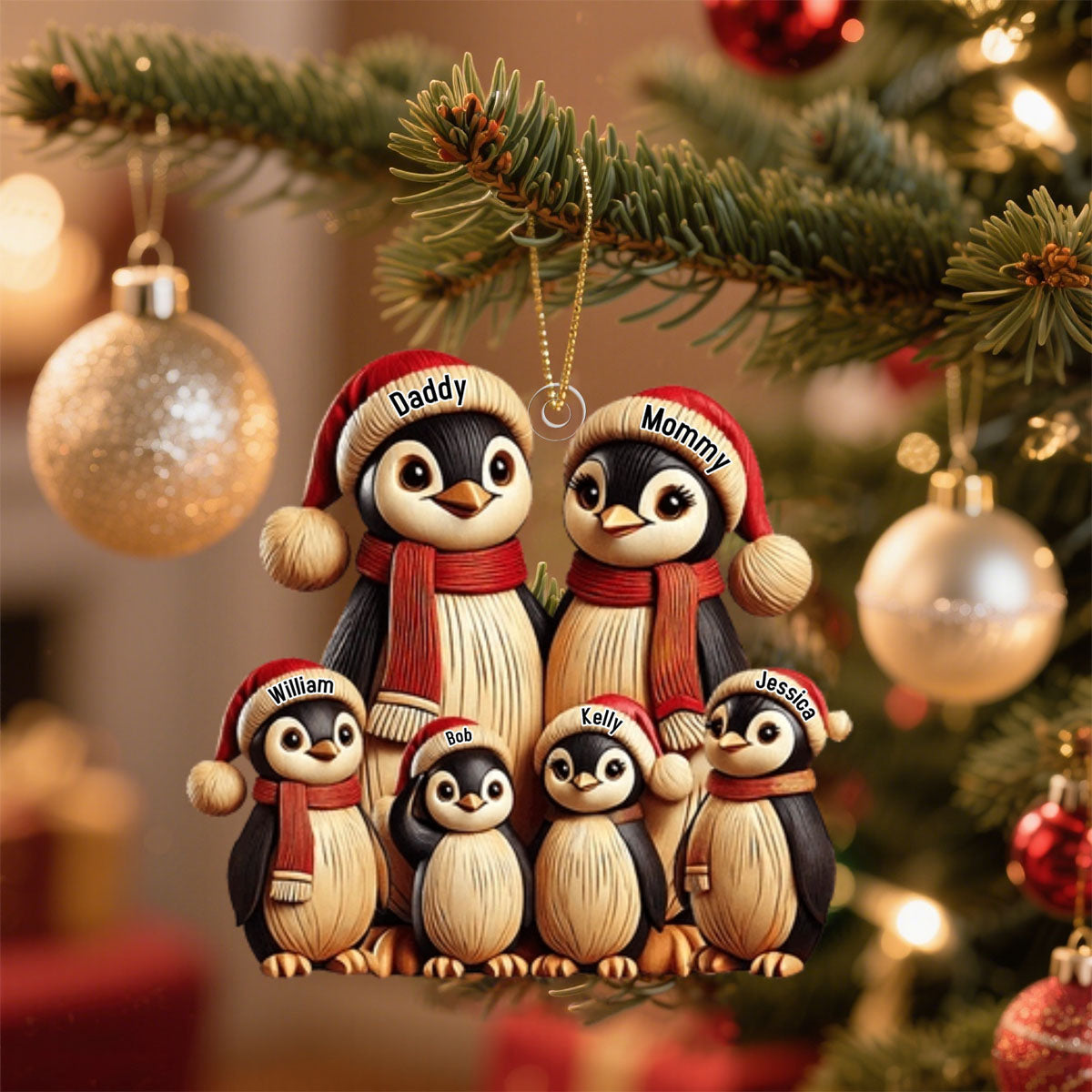 Penguin Family - Personalized Ornament Gift for Family