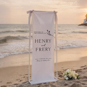 Custom Fabric Wedding Welcome Sign • Modern Wedding Sign • Wedding Banner • Personalized Wedding Decor • Engagement Party Sign