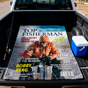 Personalized Ice Fishing Magazine Cover Blanket  Fishing Gifts for Men, Fishing Gifts for Him, Fishing Lover Gift