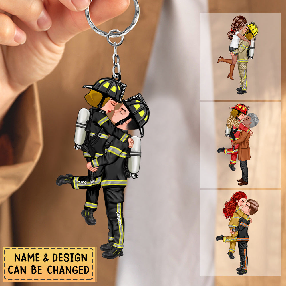 Personalized Couple Firefighter Acrylic Keychain