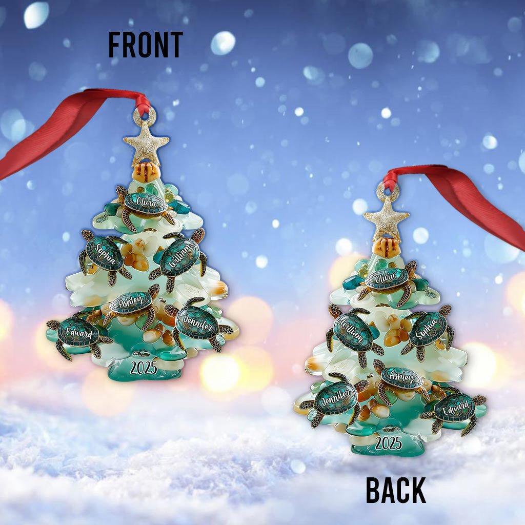 Merry Christmas - Personalized Sea Glass Family Ornament