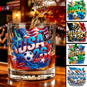 Personalized 2026 Soccer Country Whiskey Glass-Perfect Gift for Diehard Soccer Fans