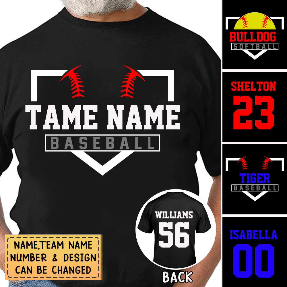 Personalized Team Name Numbers Baseball/Softball Team Spirit Game Day T-Shirt