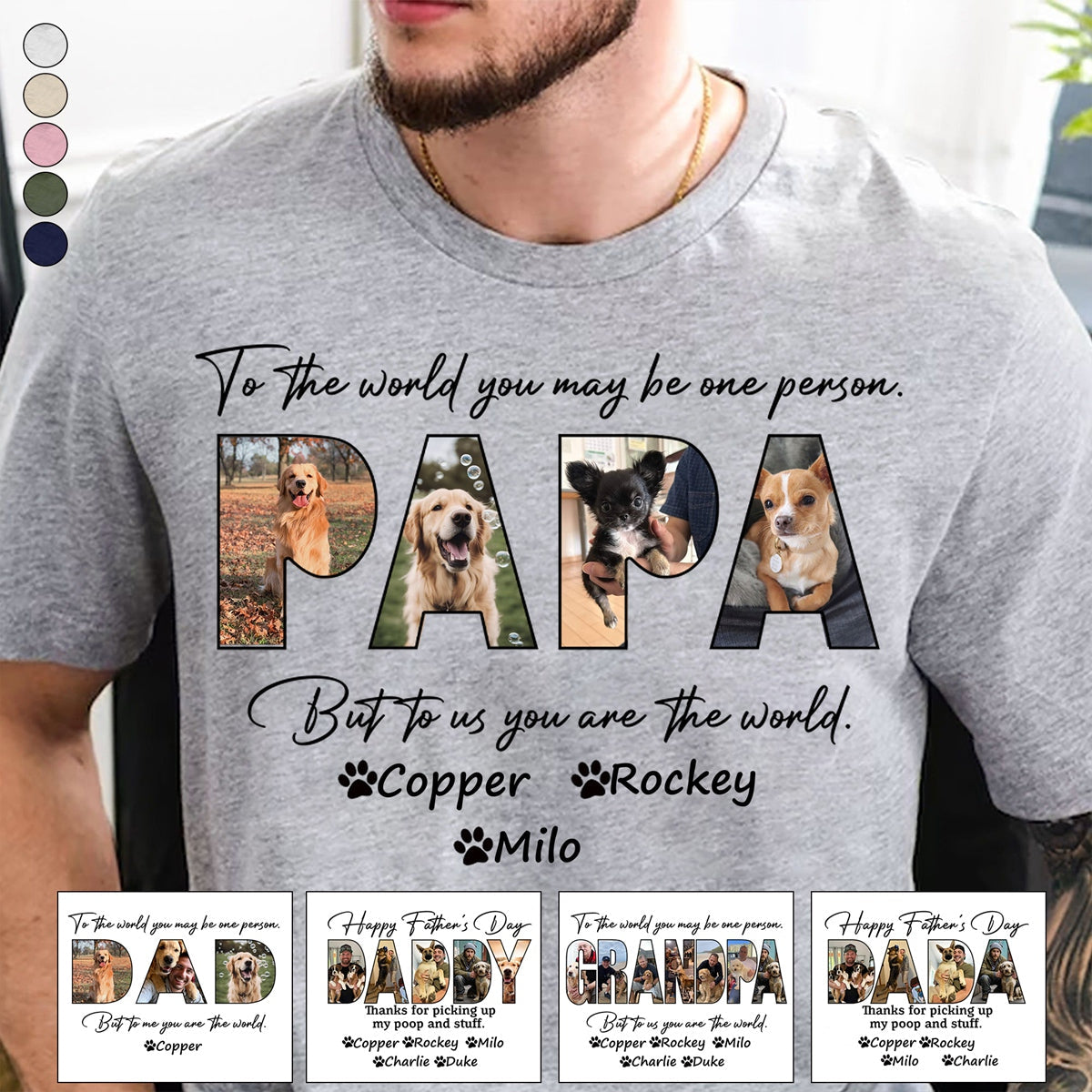 Happy Father's Day Dog Dad Personalized Custom Photo T shirt Gift For Pet Lovers
