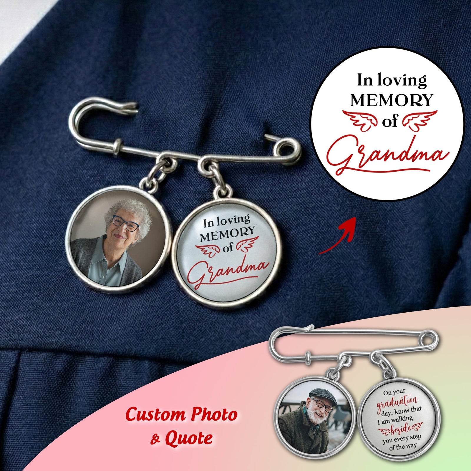 On Your Graduation Day Know That I Am Walking Beside You Every Step of The Way - Personalized Lapel Pin