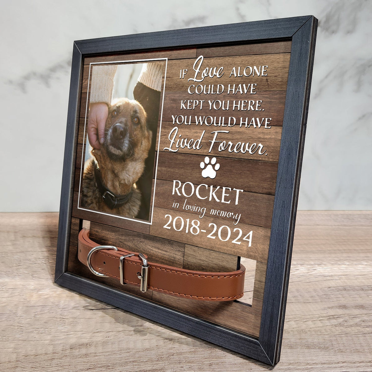 Custom Photo My Hardest Goodbye Memorial Pet Loss Sign, 2-Layered Collar Frame, Sympathy Gift For Dog Owners