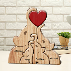 Personalized Shaped Elephant Wooden Puzzle Gift For Mother, Father, Family