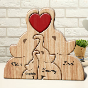 Personalized Shaped Elephant Wooden Puzzle Gift For Mother, Father, Family