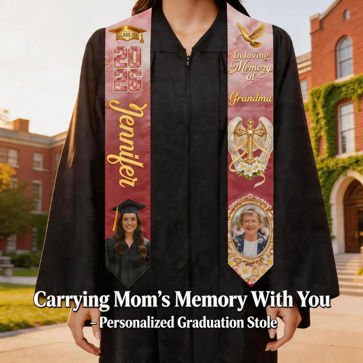 Carrying Mom’s Memory With You – Personalized Graduation Stole