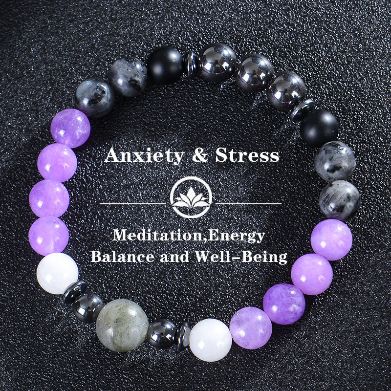 Seven Colored Stone, Tiger Eye Stone Bracelet - 7 Chakras Card Bracelet