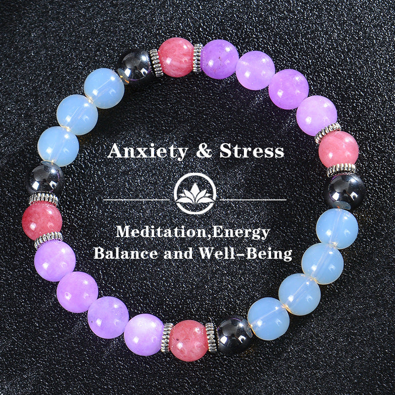 Seven Colored Stone, Tiger Eye Stone Bracelet - 7 Chakras Card Bracelet