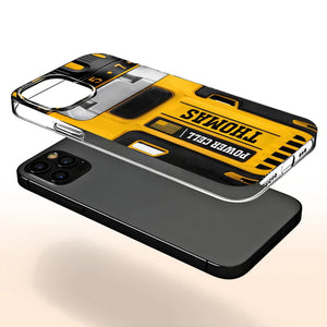 Power Cell Drill Case, Personalized Clear Phone Case, Gift For Dad
