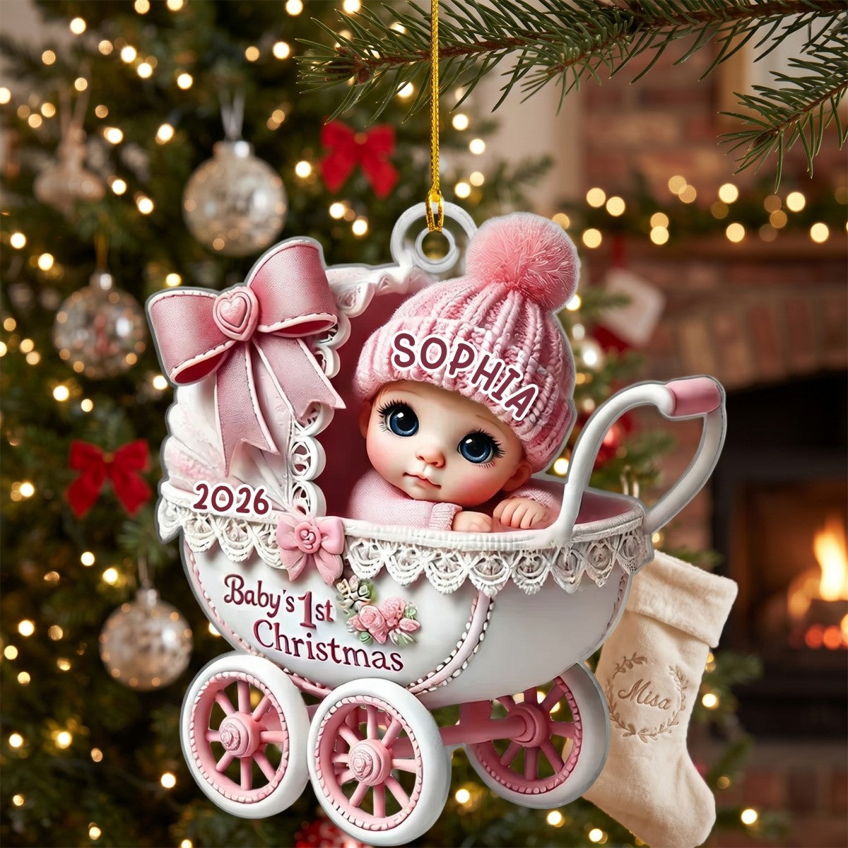 Baby In Carriage – Baby's 1st Christmas Personalized Ornament