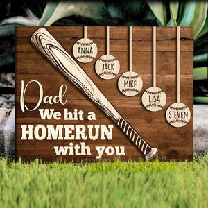 Personalized Gift for Baseball Lovers/Baseball Dad Poster-Dad We Hit A Homerun With You