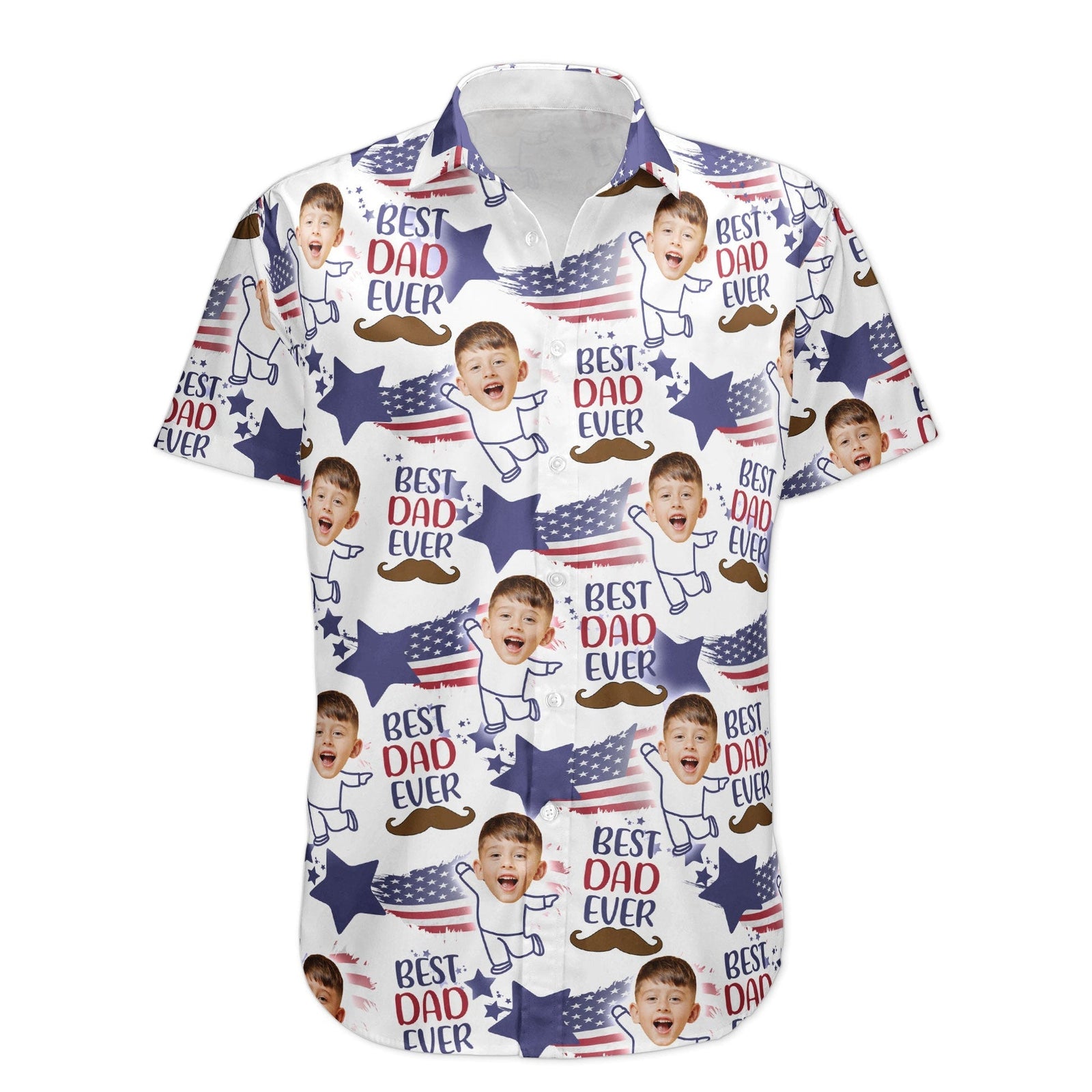 Best Dad Ever - Personalized Photo Hawaiian Shirt