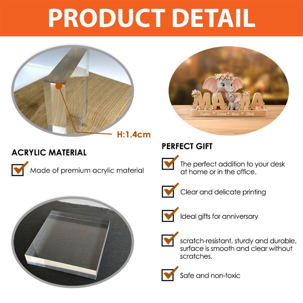 Best Mom/ Grandma Ever - Personalized Mother Custom Shaped Acrylic Plaque With Name