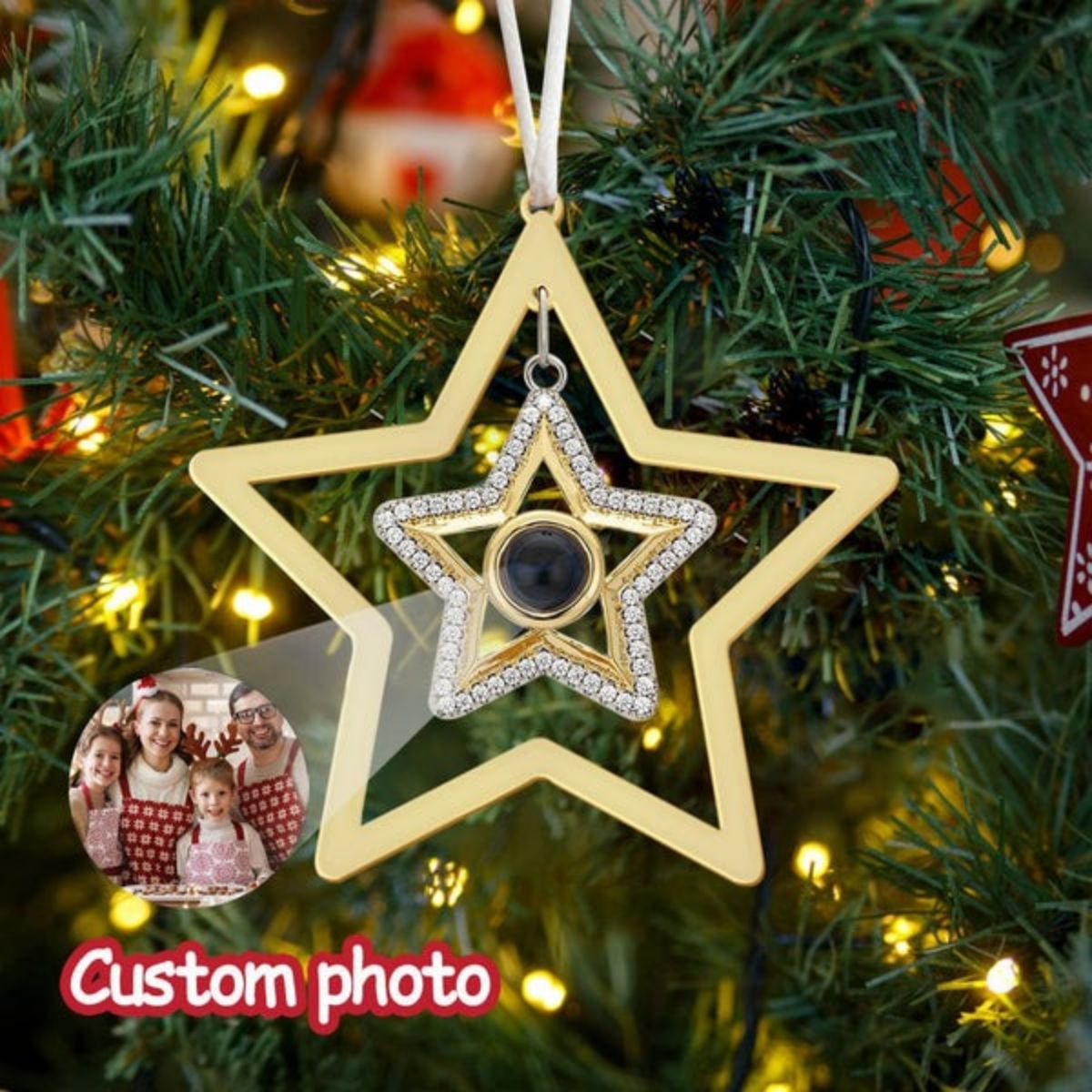 Personalized Photo Projection Snowflake Christmas Gifts Ornament