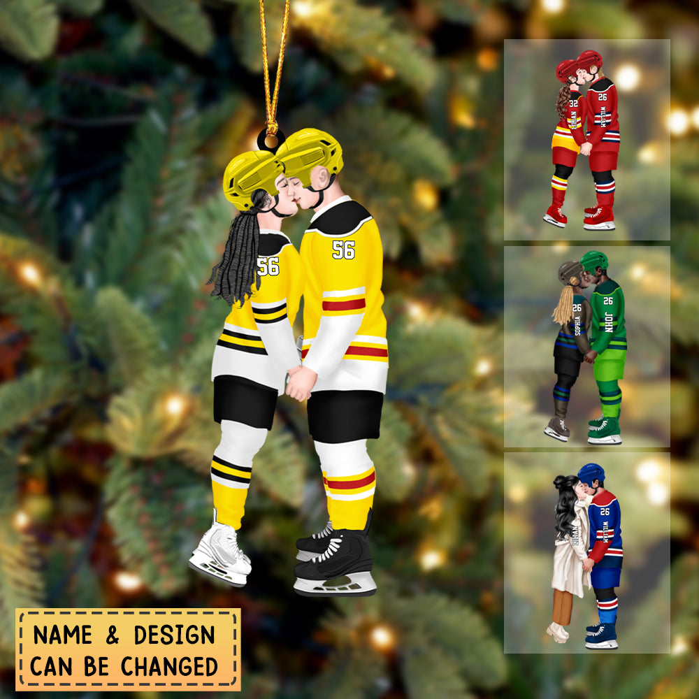 Personalized Acrylic Custom Shape Ornament-Couple Gift-Ice Hockey Couple Acrylic Ornament