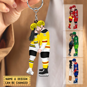 Personalized Acrylic Custom Shape Ornament-Couple Gift-Ice Hockey Couple Acrylic Keychain