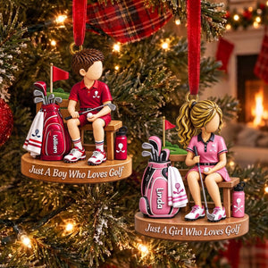 Personalized Golf Boy Golf Girl Christmas Ornament
