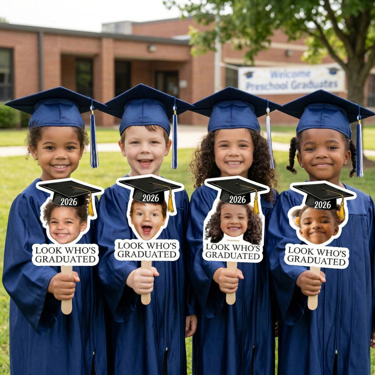 Custom Vintage Childhood Photo Graduation Gift - Personalized Graduation Fan